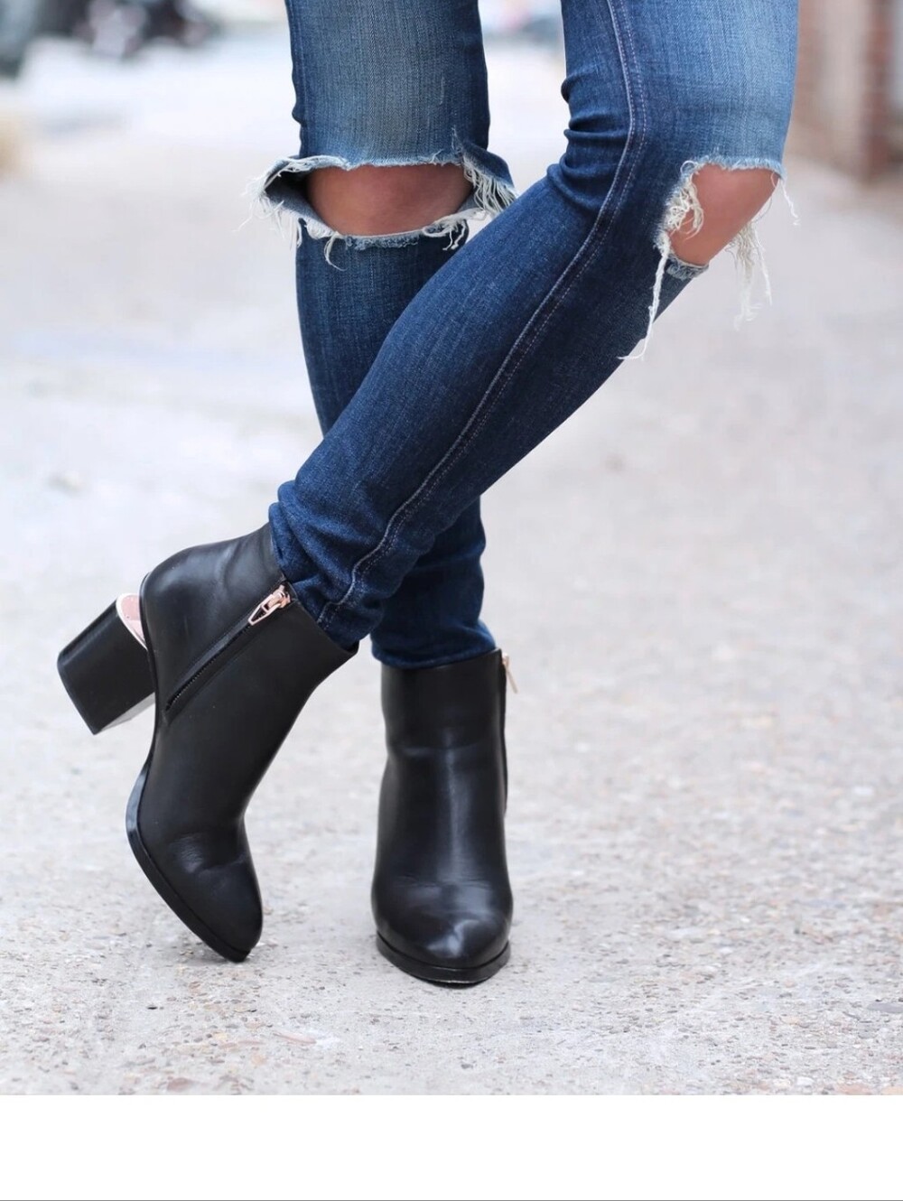 Alexander Wang Women's 38.5 GABI Cutout Patent Leather Black Rose Gold Boots